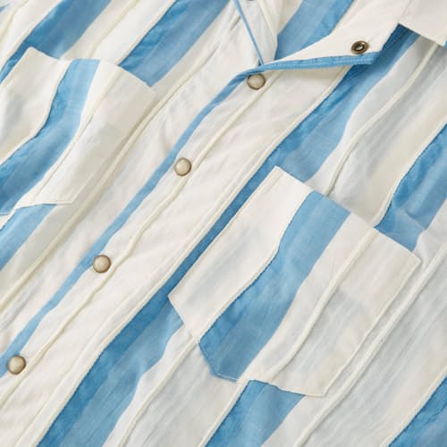 laydown detail image of Striped Pearl Snap Shirt