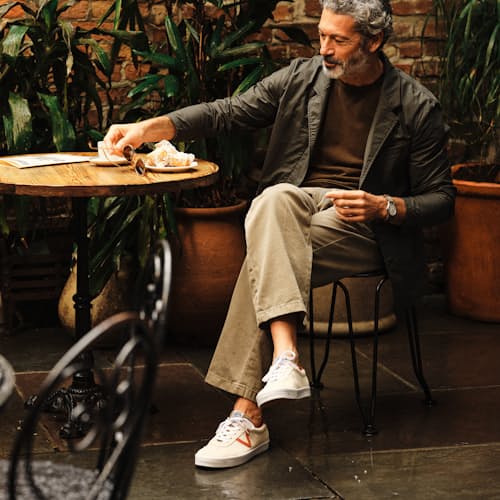 lifestyle image of Vintage Washed Straight Leg Chino Pant