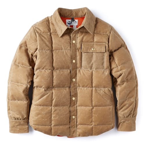 laydown image of Huckberry x Thomas Rhett Waxed Canvas Puffer Jacket