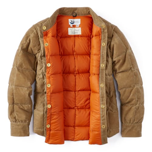 laydown image of Huckberry x Thomas Rhett Waxed Canvas Puffer Jacket