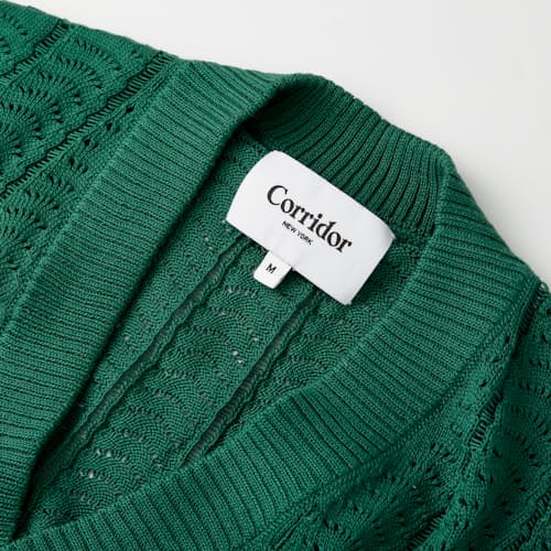 laydown image of Textured Pima Cotton Cardigan