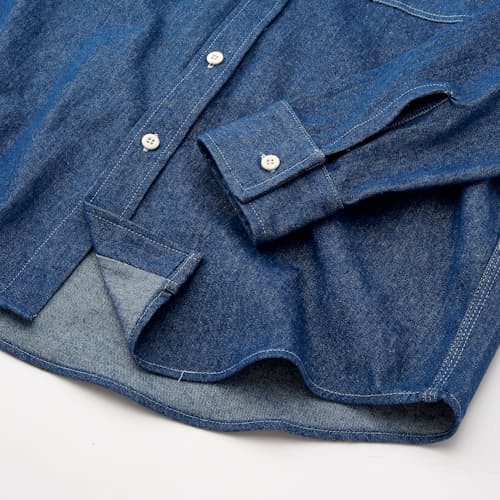 lifestyle image of 8 oz Cotton Denim 3 Pocket Work Shirt