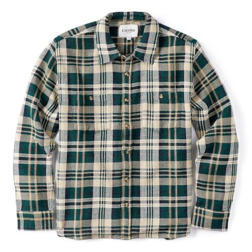 laydown image of Glen Falls Waffle Madras Long Sleeve Shirt