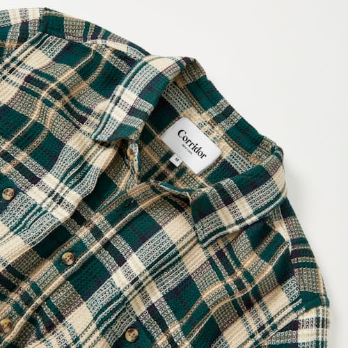 laydown image of Glen Falls Waffle Madras Long Sleeve Shirt