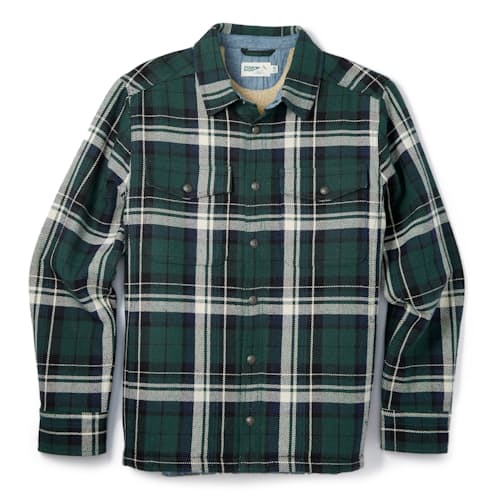 laydown image of Sherpa-Lined Flannel Overshirt