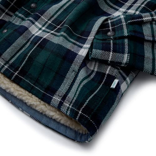 lifestyle image of Sherpa-Lined Flannel Overshirt