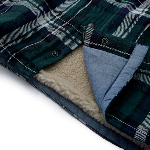 lifestyle image of Sherpa-Lined Flannel Overshirt