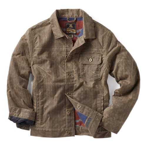 laydown image of Flannel-Lined Waxed Ripstop Trucker Jacket - Special Edition
