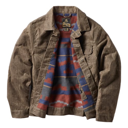 laydown image of Flannel-Lined Waxed Ripstop Trucker Jacket - Special Edition