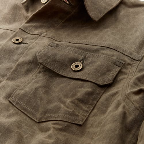 laydown detail image of Flannel-Lined Waxed Ripstop Trucker Jacket - Special Edition