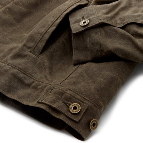 laydown detail image of Flannel-Lined Waxed Ripstop Trucker Jacket - Special Edition