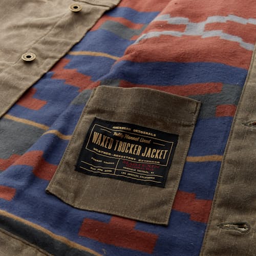 laydown detail image of Flannel-Lined Waxed Ripstop Trucker Jacket - Special Edition