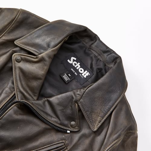 laydown detail image of Leather Vintage Motorcycle Jacket