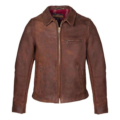 laydown image of Heavyweight Oiled Nubuck Leather Delivery Jacket