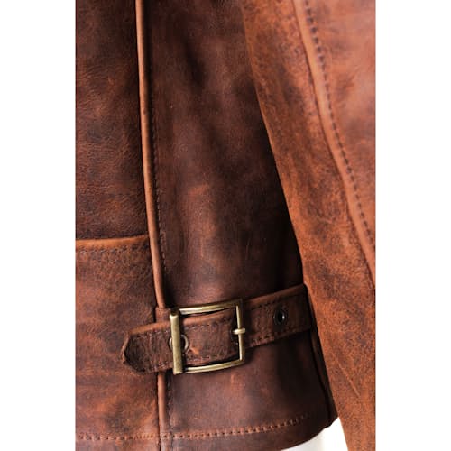 laydown image of Heavyweight Oiled Nubuck Leather Delivery Jacket