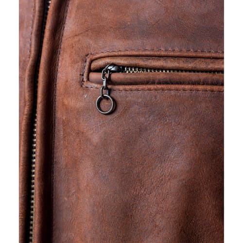 laydown image of Heavyweight Oiled Nubuck Leather Delivery Jacket