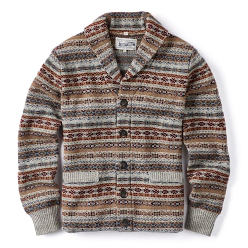 laydown image of Wool Blend Fair Isle Cardigan