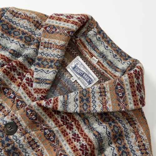 laydown image of Wool Blend Fair Isle Cardigan