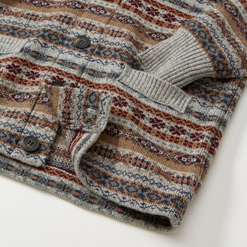 lifestyle image of Wool Blend Fair Isle Cardigan