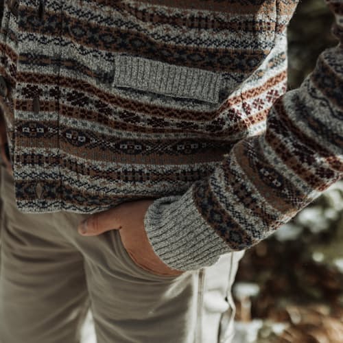 lifestyle image of Wool Blend Fair Isle Cardigan