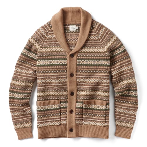 laydown image of Fair Isle Merino Wool Cardigan Sweater