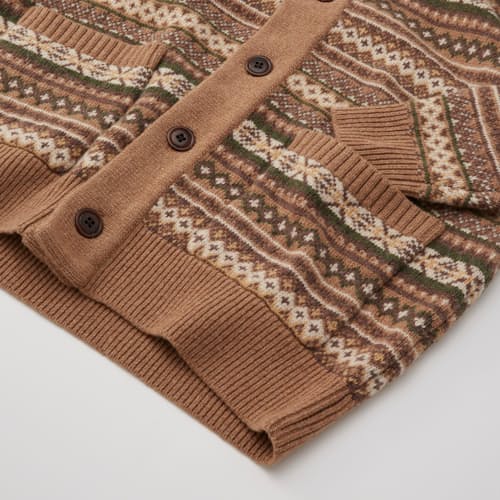 laydown detail image of Fair Isle Merino Wool Cardigan Sweater