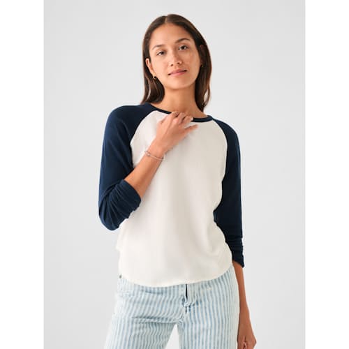 laydown image of Women's Cloud Longsleeve Baseball Tee