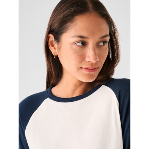 laydown image of Women's Cloud Longsleeve Baseball Tee
