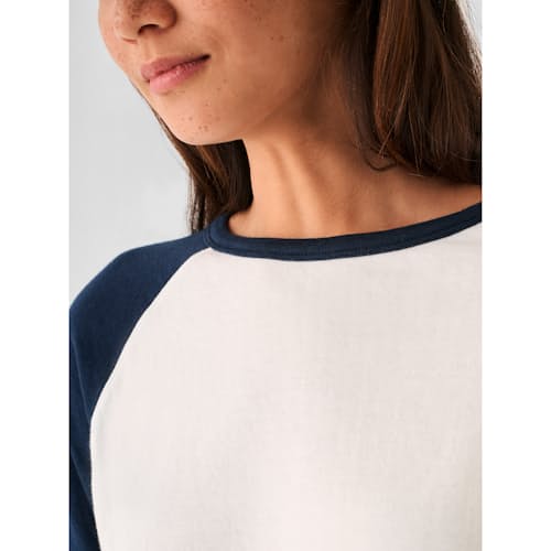laydown image of Women's Cloud Longsleeve Baseball Tee