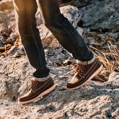 lifestyle image of Huckberry x Easymoc Scout Boot