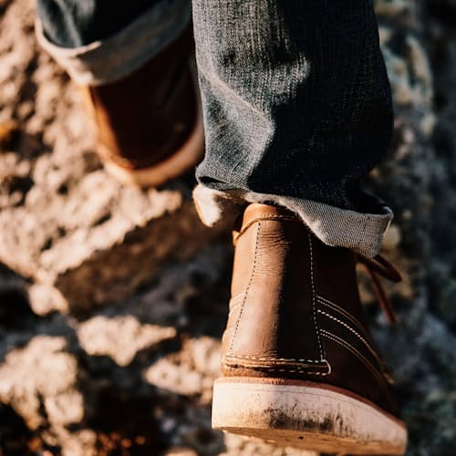 lifestyle image of Huckberry x Easymoc Scout Boot
