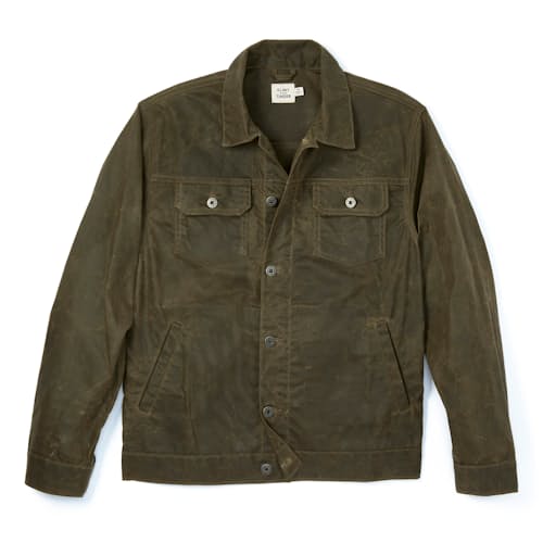laydown image of Unlined Waxed Trucker Jacket