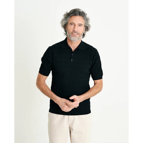 laydown image of Naples Waffle Stitched Polo