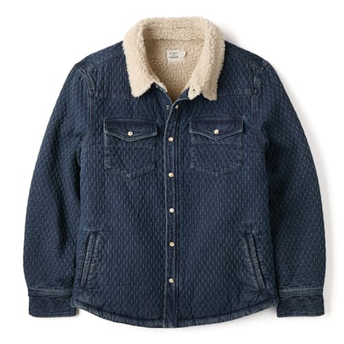 laydown image of Sherpa-Lined Quilted Bone Button Western Shirt