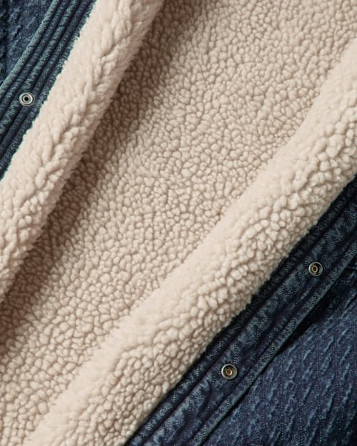 laydown detail image of Sherpa-Lined Quilted Bone Button Western Shirt
