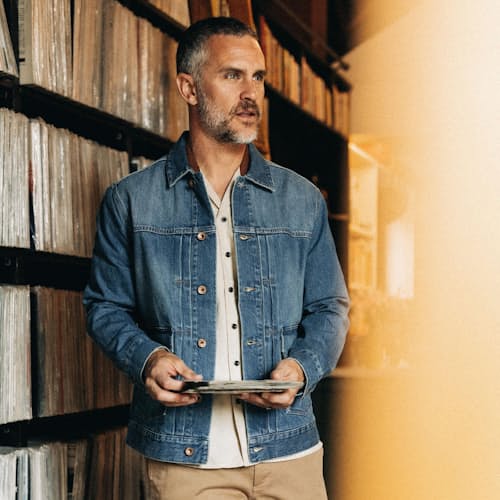 lifestyle image of The Ryder Denim Trucker Jacket