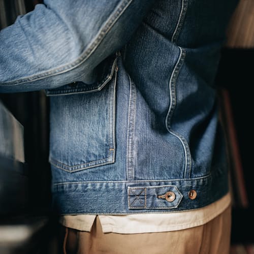lifestyle image of The Ryder Denim Trucker Jacket
