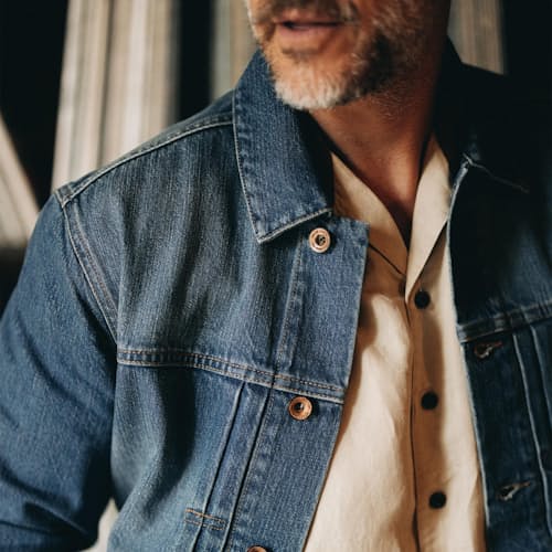 lifestyle image of The Ryder Denim Trucker Jacket