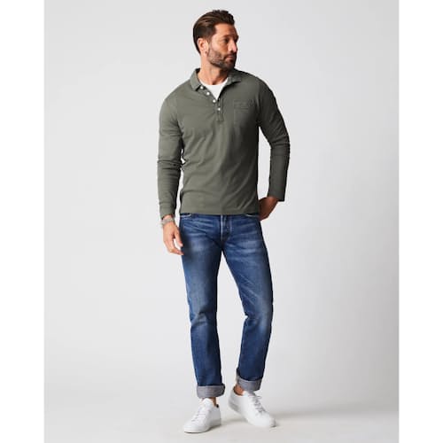 on model image of Pensacola Long Sleeve Polo