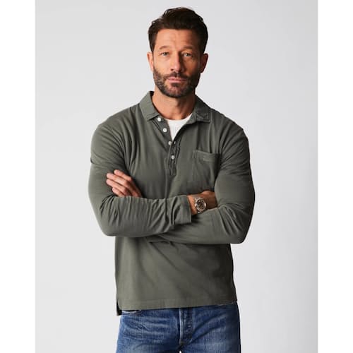 on model image of Pensacola Long Sleeve Polo