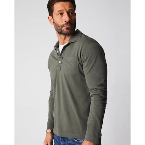 on model image of Pensacola Long Sleeve Polo
