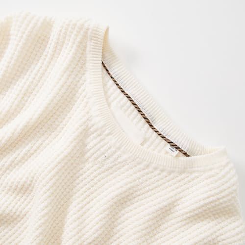 laydown detail image of Waffle Cotton Cashmere Crewneck Sweater