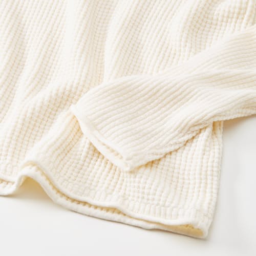 laydown detail image of Waffle Cotton Cashmere Crewneck Sweater