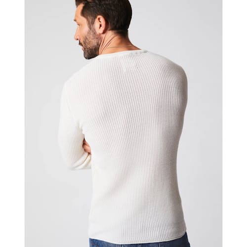 lifestyle image of Waffle Cotton Cashmere Crewneck Sweater