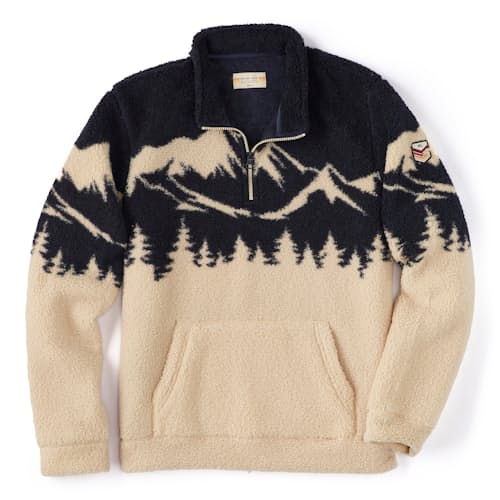 laydown image of Mountain Scene Quarter-Zip Fleece - Exclusive