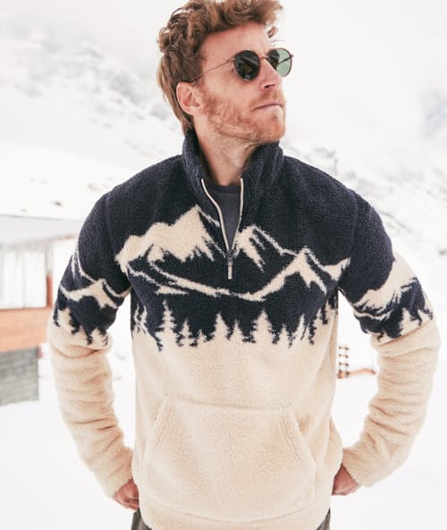 lifestyle image of Mountain Scene Quarter-Zip Fleece - Exclusive