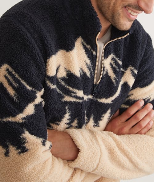 on model image of Mountain Scene Quarter-Zip Fleece - Exclusive