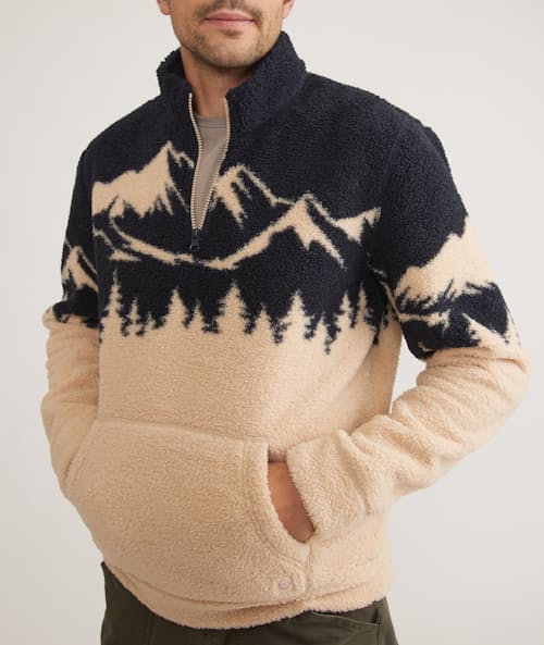 on model image of Mountain Scene Quarter-Zip Fleece - Exclusive