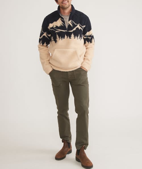 on model image of Mountain Scene Quarter-Zip Fleece - Exclusive