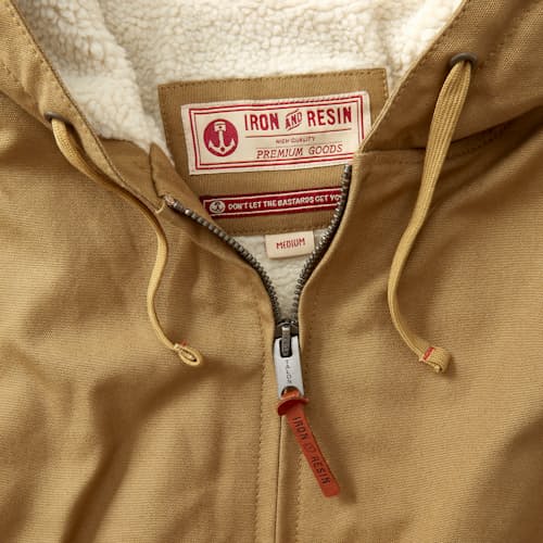 laydown image of Duck Canvas Sherpa-Lined Bunker Hoodie